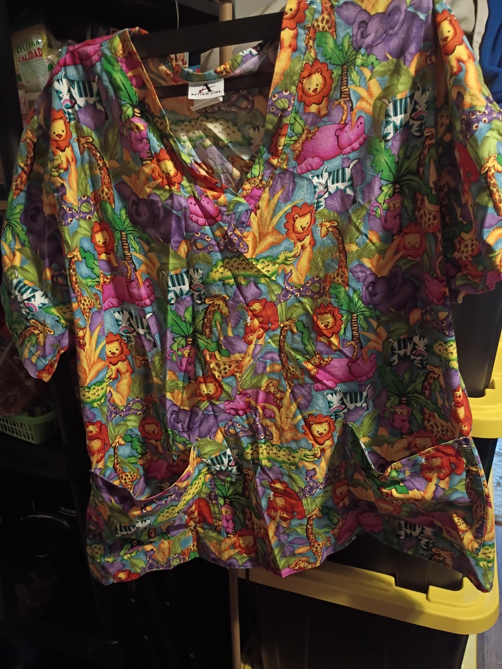 Colorful Jungle Animal Print Women's Scrub Top - Multicolor